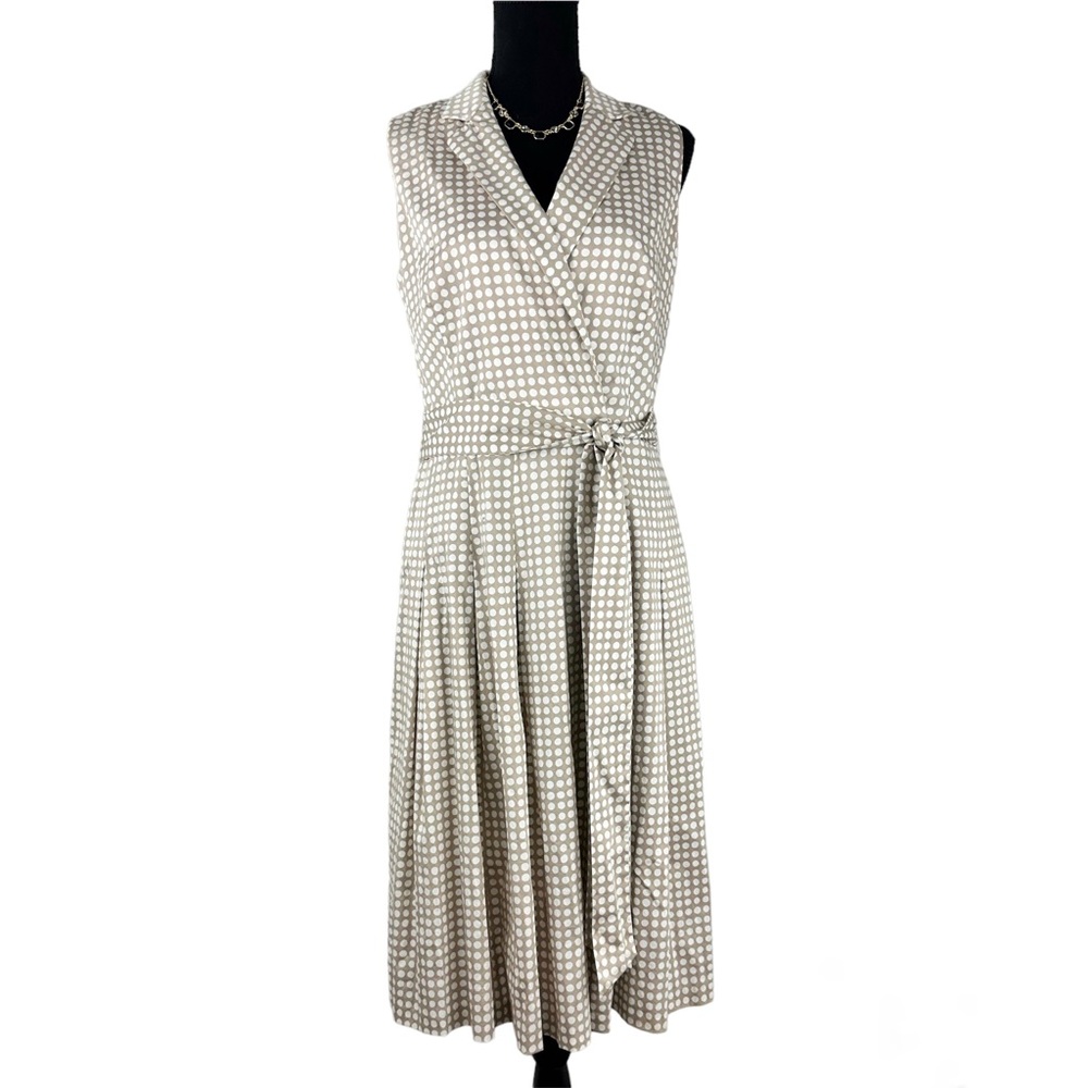 ANNE KLEIN Women's 8 Dot Print Belted Faux Wrap Dress